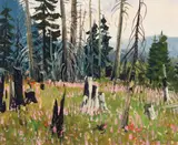 John Clymer, Fireweed, Oil on board