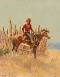 Olaf Wieghorst, Navajo Buck, Oil on board