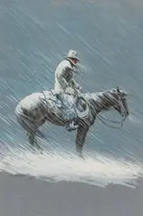 Olaf Wieghorst, Cowboy in Blizzard, Mixed Media
