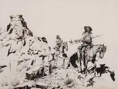 Edward Borein, Apache Scouts, Pen & Ink