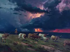 Brandon Bailey, Long Drive Beneath a Burning Sky, Oil on board