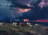 Brandon Bailey, Long Drive Beneath a Burning Sky, Oil on board
