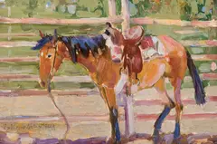 Laverne Nelson Black, Saddled, Oil on board