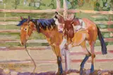 Laverne Nelson Black, Saddled, Oil on board