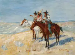Elling William Gollings, Watching The Outfit, Oil on canvas