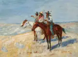 Elling William Gollings, Watching The Outfit, Oil on canvas