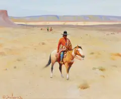 Desert Denizens by Gerard Curtis Delano, Oil on canvas mounted to board, sold Apr 2026
