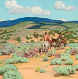 Ernest Martin Hennings, Homeward Through the Sage, Oil on board