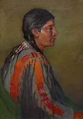 Joseph Henry Sharp, Indian in Library, Jerry, Oil on canvas