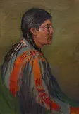 Joseph Henry Sharp, Indian in Library, Jerry, Oil on canvas