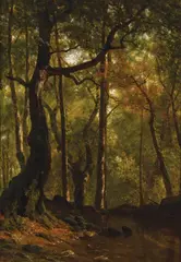 Albert Bierstadt, Forest Pool in Autumn (formerly Woods Interior), Oil on canvas