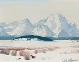 John Clymer, Jackson Lake, Oil on board