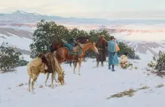 Tom Lovell, Five Miles Ahead of the Column, Oil on board
