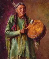 Henry Balink, Indian with Tom Tom, Oil on canvas