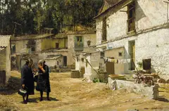 Clark Hulings, Málaga Gossip, Oil on canvas