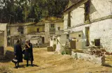 Clark Hulings, Málaga Gossip, Oil on canvas