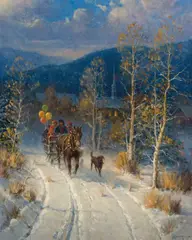 G. Harvey, Jingle Bells and Powder Snow, Oil on canvas