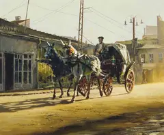 Clark Hulings, Konya Carriage, Oil on canvas