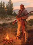 Todd Connor, Free Trapper's Fire, Oil on canvas