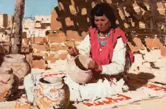 Burt Procter, Pottery Maker, Oil on board