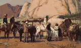 Kenneth Riley, Frederic Remington and the Buffalo Soldiers study, Acrylic on paper