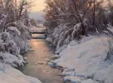 Clyde Aspevig, Winter Glow, Oil on board