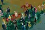 LeRoy Neiman, Epsom Lawn Parade, Oil on board