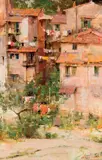 Richard Schmid, Carrara Porches, Oil on canvas mounted to board