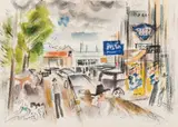 Ward Lockwood, Taos Plaza, Watercolor