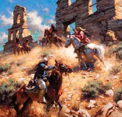 Don Oelze, When the Pursued Takes A Stand, Oil on canvas