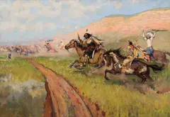 De Cost Smith, Horse Stealing, Oil on canvas