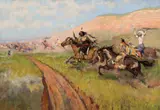 De Cost Smith, Horse Stealing, Oil on canvas