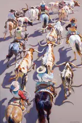 Xiang Zhang, Texas Trail Riders, Oil on canvas