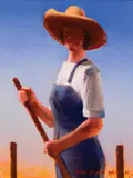 Gary Ernest Smith, Farm Girl, Oil on canvas