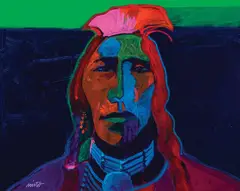 John Nieto, Crow Warrior, Acrylic on canvas