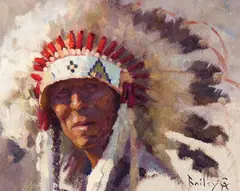 Brandon Bailey, Wisdom of the Lakota, Oil on board