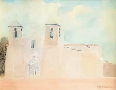 San Francisco de Asís Ranchos de Taos, NM by Gerard Curtis Delano, Watercolor, sold Apr 2026