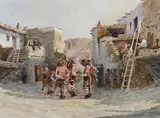 David Halbach, Pueblo Ceremony, Watercolor