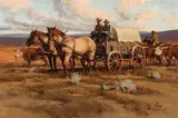 Fred Fellows, Cattle Drive, Oil on board