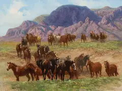 Wayne Baize, Range Mounts, Oil on canvas