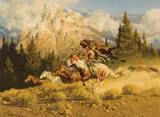 Frank McCarthy, Stolen Herd, Oil on canvas mounted to board