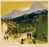 Gustave Baumann, Morning in Mexico, Woodblock print, 12/125
