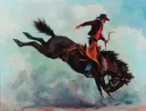 Olaf Wieghorst, Bronc Rider, Oil on board