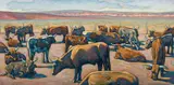 Howard Post, The Bull Pen, Oil on canvas