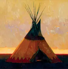 R. Tom Gilleon, Home On The Plains, Oil on canvas mounted to board