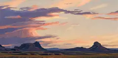 Ganado Expanse study by Ed Mell, Oil on canvas mounted to board, sold Apr 2026