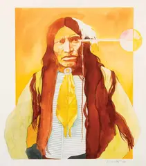John Nieto, Untitled (Indian in yellow), Watercolor