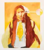 John Nieto, Untitled (Indian in yellow), Watercolor