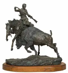 Earle Heikka, Buffalo Hunter - When Guns Were Slow, Bronze, cast 5/36
