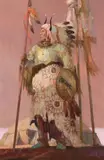Kenneth Riley, Mandan Warrior, Oil on board